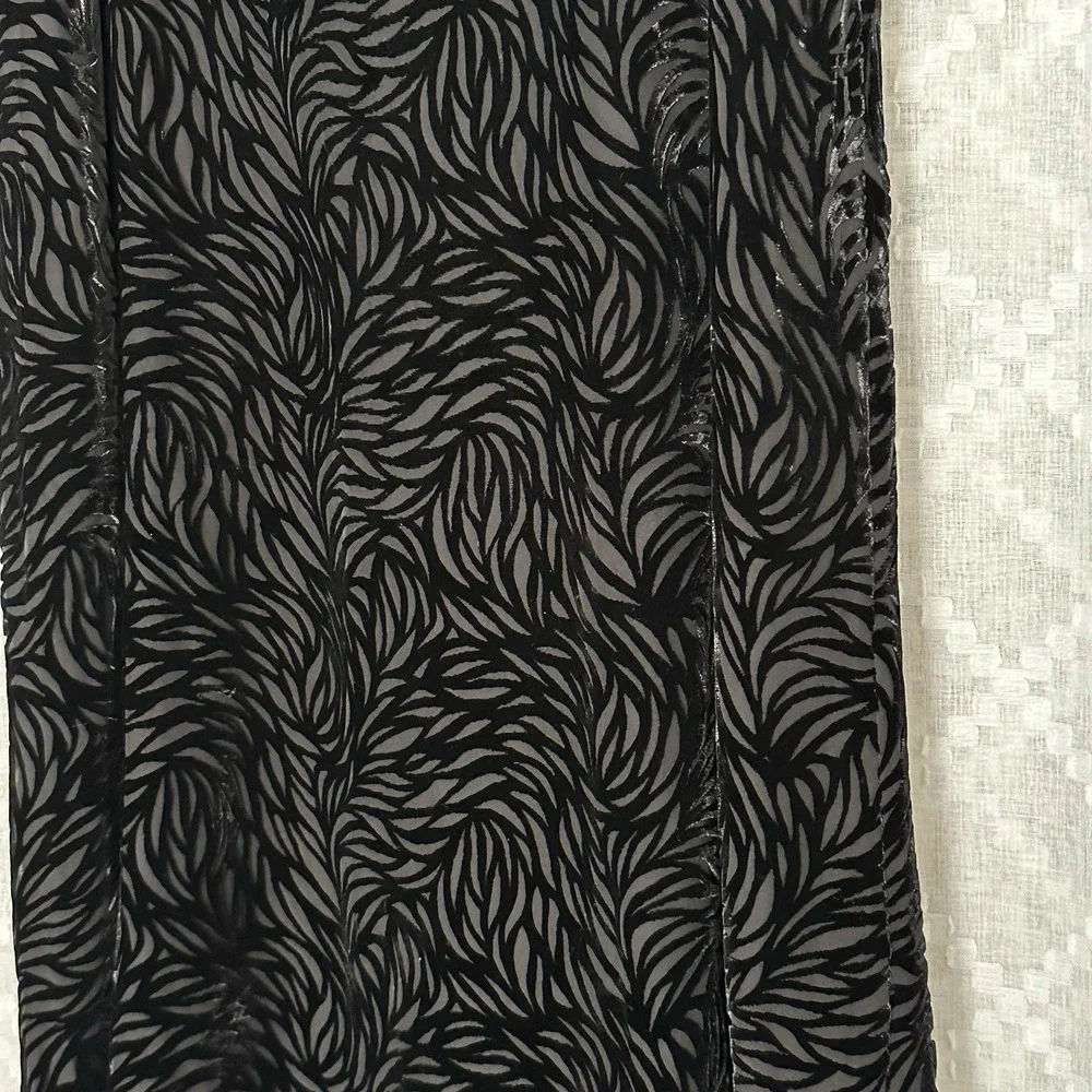 Vintage Rena Rowan Burnout Velvet Black Midi Skirt‎ Sz 16 Dark Floral Whimsigoth